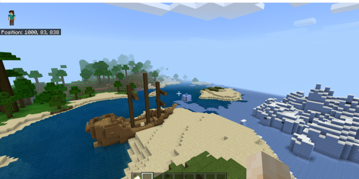 Frozen Lake With Pirate Ship, Villages And Outpost Bedrock Seed