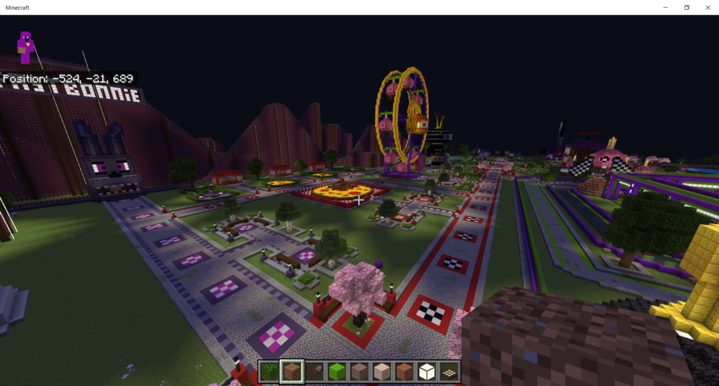 Bonnie's rollercoaster and chikas ferris wheel fnaf theme park minecraft bedrock